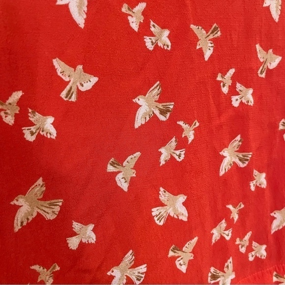 UO Cooperative Coral Bird Print Tunic Dress - Picture 5 of 9